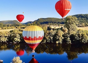 Views of Montgolfiers, French for hot-air balloons, as seen from the villa
