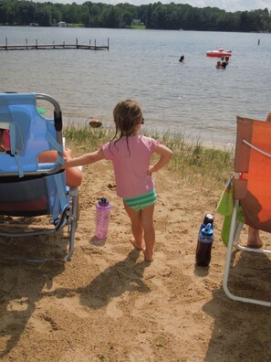 My niece checking out the beach activities.