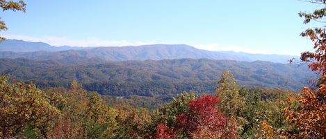 Amazing fall colors and ridgeline view from the cabin.