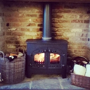 A lovely warm log fire for those chilly days in the country.