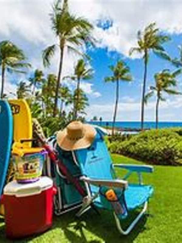 Partial beach amenities. Also have portable high chairs, chair beach umbrellas