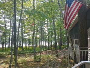 The view toward the lake, along the screened porch
