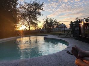 Nightly sunsets overlooking the pool and farm.