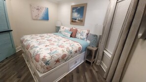 Soothing decor for a peaceful night's sleep by the sea.