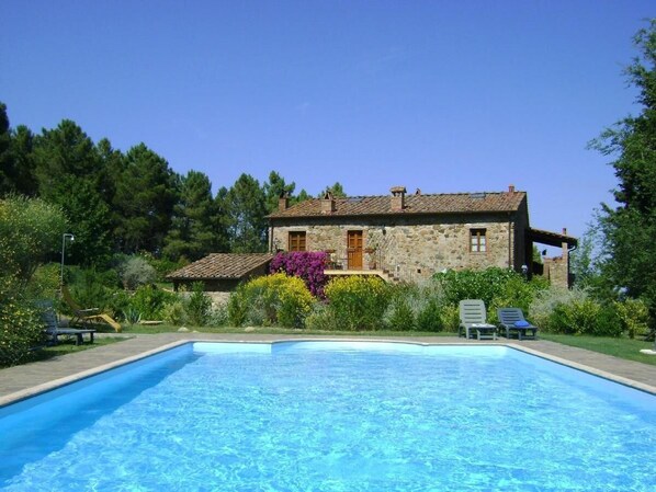 the pool and the house