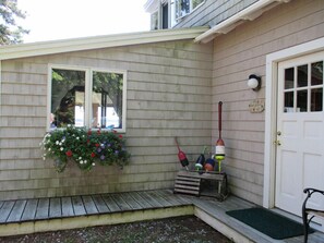 Front door with lobster buoys