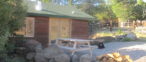 The front of the cabin.