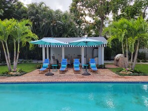 Outdoor pool, patio and cabana