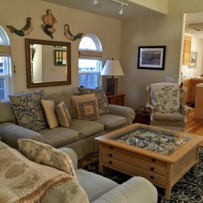 Living Room with down filled Queen Sofa Sleeper.