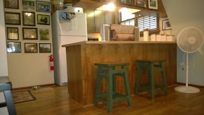 Breakfast bar and kitchen.