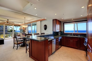 Open concept kitchen and living area