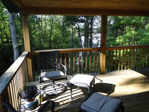 Dual ceiling fans on spacious deck make for a pleasant, relaxing spot!