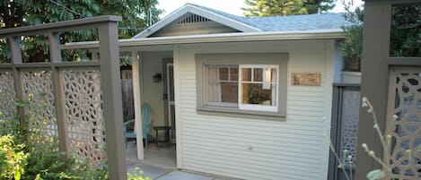 Exterior of the cottage from the stairs.