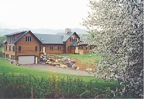 Spring time with apple blossoms in bloom