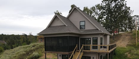 View of cabin from above dock.