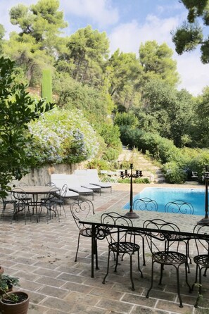 Pool & al fresco dining options. Gas grill not shown off to right.