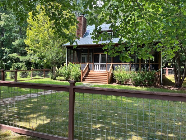 Our FLAT lawn is FENCED and offers unmatched views and easy enjoyment.