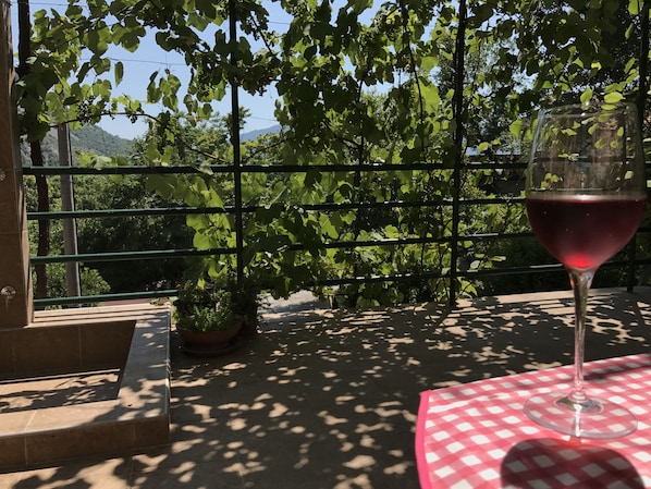 The view from your terrace with a glass of wine