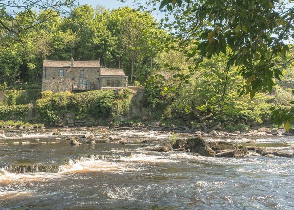 The cottage from across the Tees river