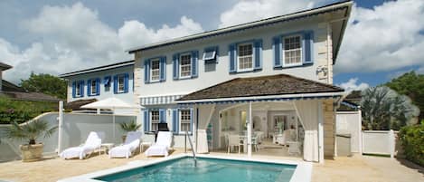 Covered and open patio with plunge pool.