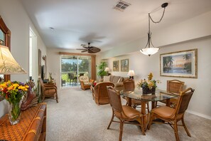 Living Room and Dining Area looking out to the lanai