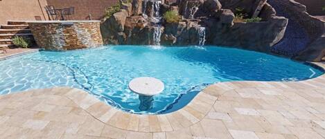 Jacuzzi, Waterfall and Slide