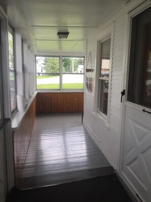 plenty of storage or room for sitting to enjoy the breeze  in the screened in
