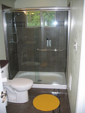 master bathroom, can be entered through the master BR or laundry room/kitchen