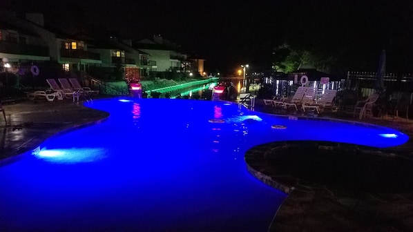 the pool at night