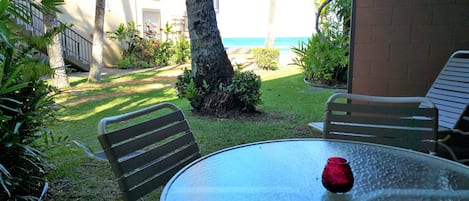 VIEW FROM THE LANAI, STEPS TO THE OCEAN!