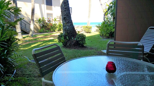 VIEW FROM THE LANAI, STEPS TO THE OCEAN!