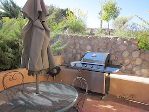 Back patio with gas grille