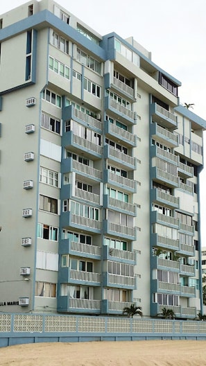 View of the building while on the beach