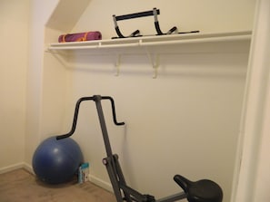 Exercise gears in master closet. Not shown: Power Tower. Muscle&flexibility