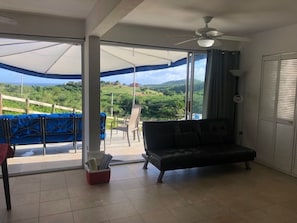 Another view from the Living room to patio with a view