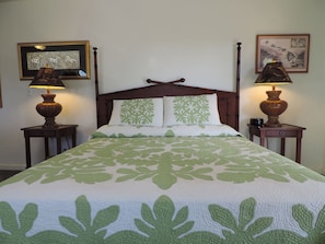 King Size Bed with handmade Hawaiian Quilt