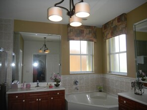 Master bathroom with shower and tub jaccuzi