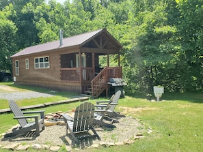 Firepit with 4 adirondack chairs