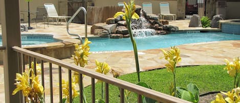 View from your Poolside Condo patio!  Close to One of 4 RELAXING Hot Tubs!