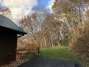 side yard at end of driveway