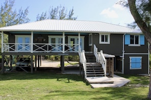 Oceanside view of the house and back yard.  