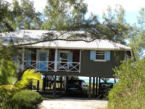 View of the house from partway down the driveway.