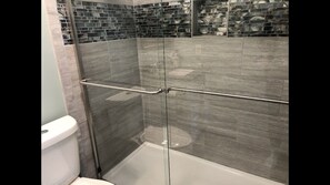 Luxurious new walk-in shower in master bath. 