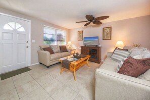 Sunset Villa has a spacious living area and bedrooms on opposite sides of house