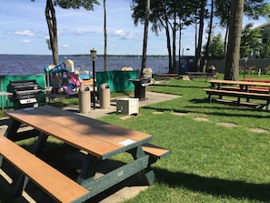 Just a few of our gas grills and picnic tables.