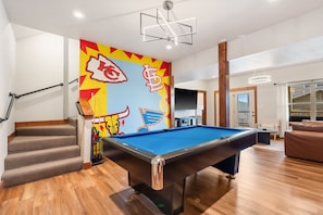 Gameroom, Pool Table, 75 inch smart tv, xbox