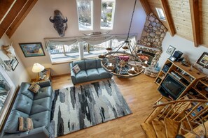 Aerial view of living room from the loft