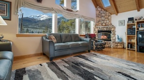 Living room with  gas fireplace