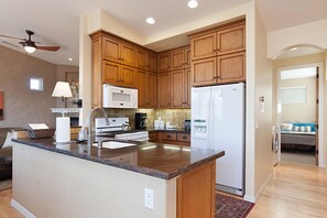 Fully stocked kitchen with dishwasher.  