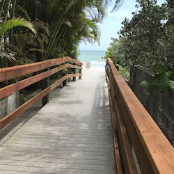 Palm tree lined beach access-just a 3 minute walk to the beach!!